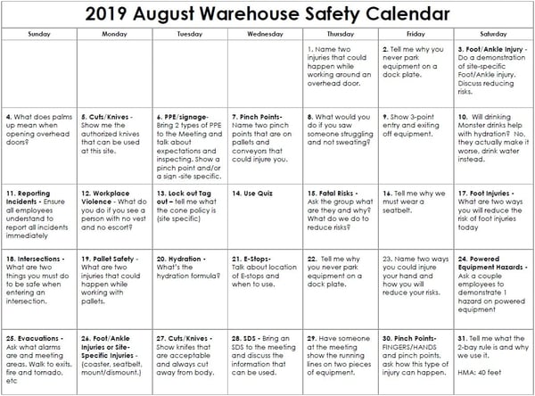 August 2019 Warehouse Safety Calendar august-2019-warehouse-safety-calendar